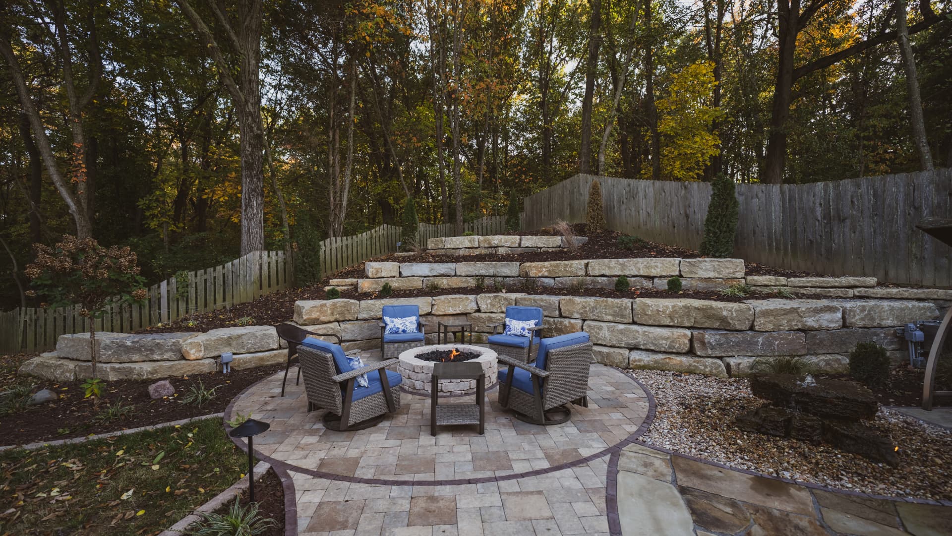 Backyard slope in St. Peters, MO — after Aubrey Co. built the project